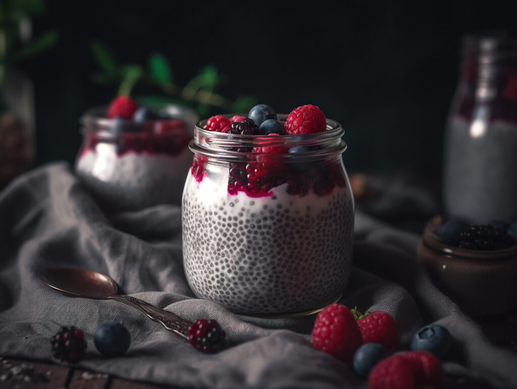 non bloating chia pudding with fruit
